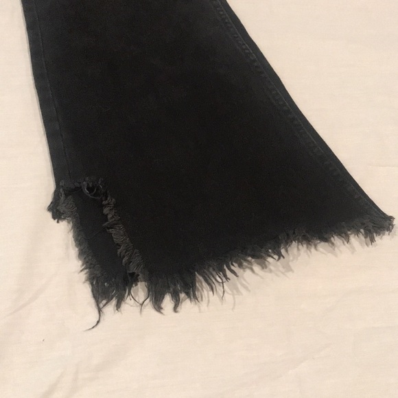 We The Free by Free People Black Flare Jeans Fringe Bottom 25 - Picture 4 of 15